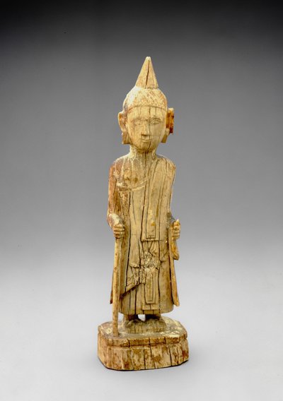 Figure of the Penitent Buddha, walking and holding a staff, early Mandalay style by Burmese School